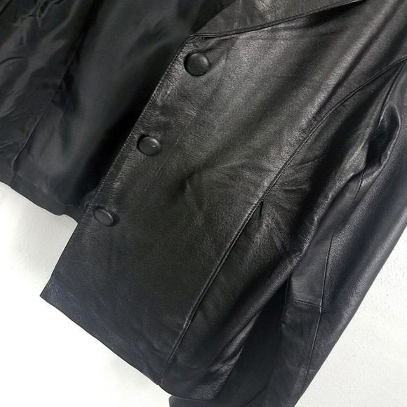 USA Leather Women's Black Button Down Jacket Coat - Picture 5 of 8
